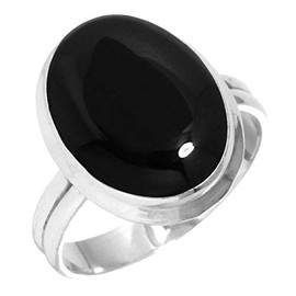 Jeweloporium 925 Silver Ring for Women Size Z 1/2 Genuine Black Onyx Gemstone Vintage Silver Ring Mothers' Day Gift Solitaire Jewelry