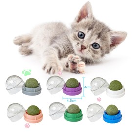 Culinavog 6pcs Rotating Catnip Balls for Cats Licking, Catnip Licking Toy, Wall Mounted Catnip, Catnip Wall Ball, Cat Candy Lick Ball for Teeth Cleaning & Interactive Play for Kittens and Indoor Cat