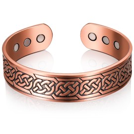 Otuuz Copper Magnetic Bracelet for Men Women Copper Bracelet Solid Cuff Bangle with 6 Magnets Red Copper Magnet Energy Bracelet, Adjustable Size with Velvet Bag (Bronze,Ax Viking)
