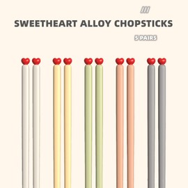 Fiberglass Chopsticks 5 Colors Reusable Chopstix Dishwasher Safe Multicolor Love Heart Chopsticks for Different Family Members Non-Slip Chop Sticks Set Portable Utensil for Camping Traveling Daily Use
