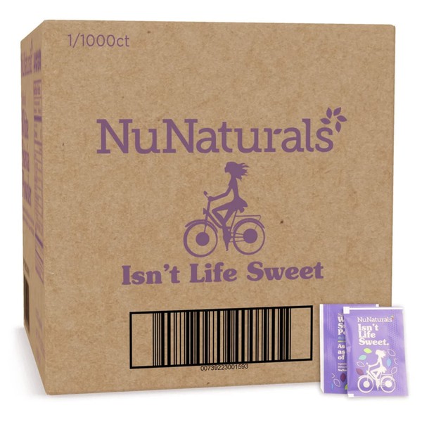 NuNaturals White Stevia Powder Packets, Single-Serve, Zero Calorie Sugar Substitute, 1000 count