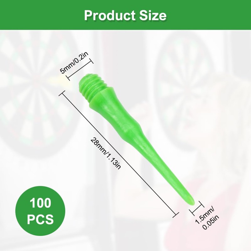 LuminaryLair Pack of 100 soft dart tips, dart short tips,