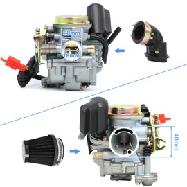 GY6 50CC Carburetor PD18J Carb Engine 4 Stroke High Performance 139QMB Carburetor for 49cc 50cc Scooter Moped with Intake Manifold +Air Filter + Main Jet Slow Jet Kit