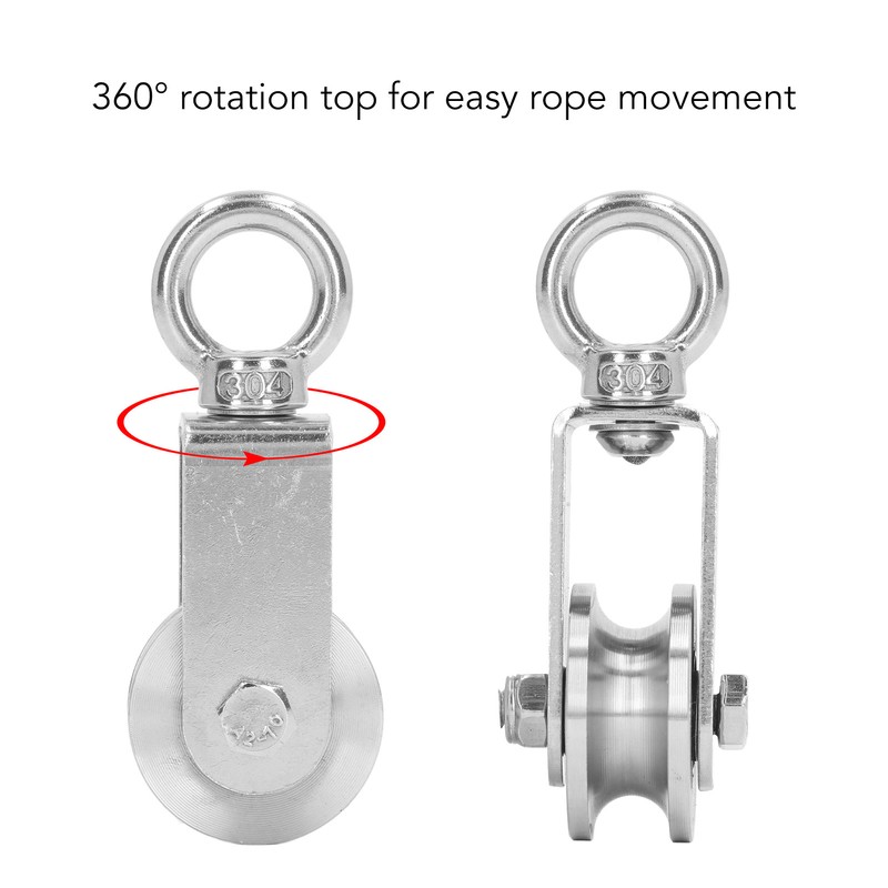 2PCS Cable Pulley Wheels 360 Degree Rotation Stainless Steel Pulley