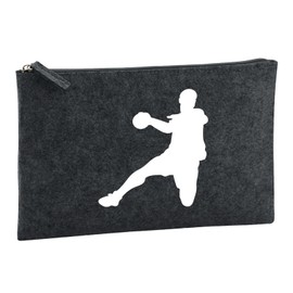 Huuraa Kulturbeutel Handball Silhouette Geschenk 1 Liter Charcoal Filz Handball Geschenkidee