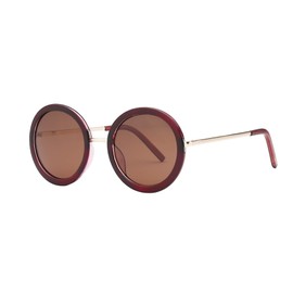 JOOX Round Circle Sunglasses Women's Polarised UV400 Protection Retro Metal Glasses Large Tortoise, Burgundy/Brown