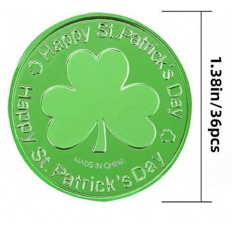 Zhzrche 20Pieces St. Patrick's Day Shamrock Coins 3-Leaf Clover St.
