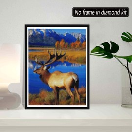 SKRYUIE DIY 5D Diamond Art Painting by Numbers Kits Animal, Diamond Art Elk Crystal Embroidery Cross Stitch Art Craft Wall Sticker Decoration Wall Decoration 30x40cm(12x16in)