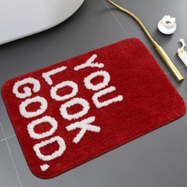 Lukinbox You Look Good Bath Mats for Bathroom, Soft Water Absorbent Bathroom Rugs, Small Cute Funny Non-Slip Machine Washable Microfiber Bath Rug for Shower Bathtub, 18"x26"