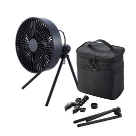 NESTOUT Outdoor Camping Fan with Tripod, 4 Speed Settings & Natural Breeze Mode, 3 Angle Oscillation, 90° Adjustable Tilt, Timer (30/60/90 mins), USB-C Compatible, Portable Tent Fan (Black Full Kit)