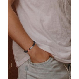 TOLOWOBK Cross Bracelet Men's Tiger Eye Bracelet Men's Pearl Bracelet Men's Natural Stone Beads Bracelets Christian School Christmas Birthday Gifts for Dad Son Brother Friend Teacher, Stone, No