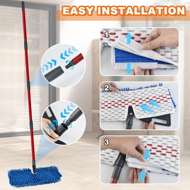 Microfiber Mops for Floor Cleaning, Flat Mop for Wet &