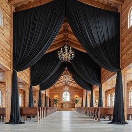 40ftx15ft Black Backdrop Curtains for Wedding-Wrinkle Free Backdrops Curtain Drapes Fabric Decorations Photo Back Drop Cloth for Baby Shower Photography Stage Reception 8Panels 15ft(H) x 5ft(W)