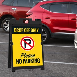 Sigo Signs Drop Off Only No Parking Please With Graphic Sidewalk Sign Kit, 18x24 Inches, With A Frame Stand, Made in USA