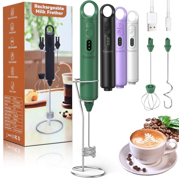 Rechargeable Milk Frother Handheld for Coffee, Powerful Electric Egg Whisk