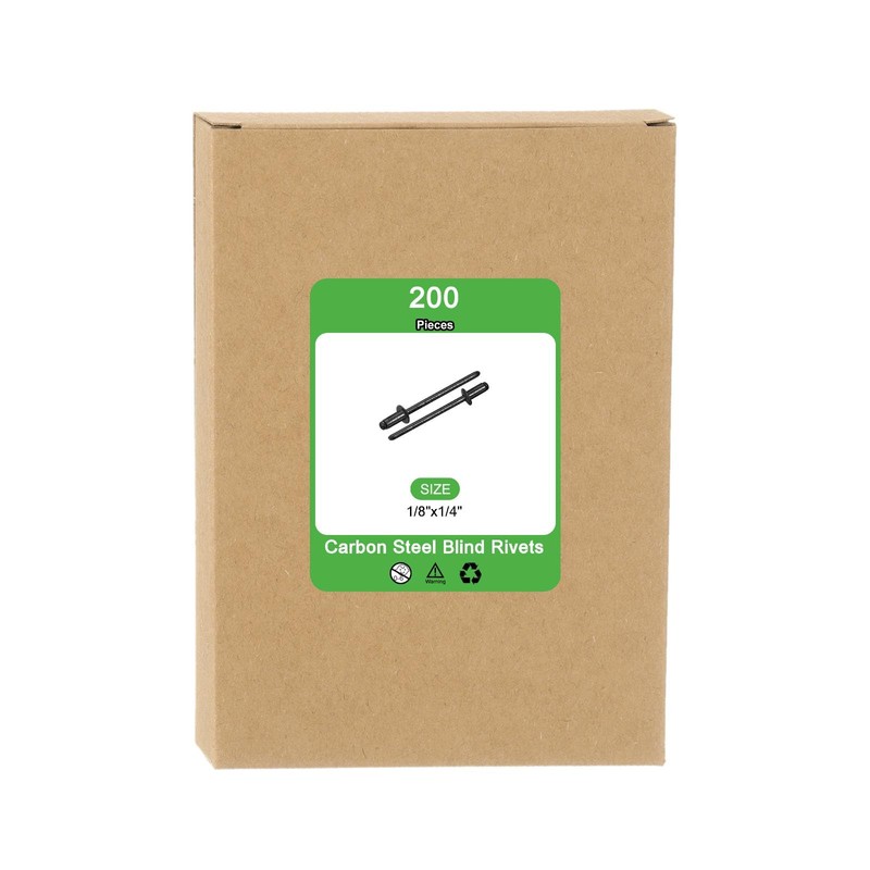 sourcing map 200Pcs 1/8"x1/4" Round Head Blind Rivets, Zinc-Plated Carbon