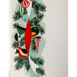TEN Seasons Greetings Christmas Writing Stationery Paper Lithograph Mid Century