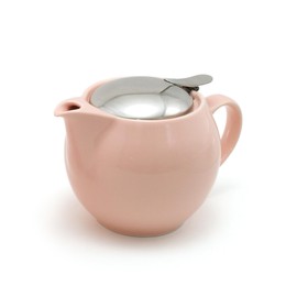 Zero Japan Bee House - Tetera redonda para uno, 15 onzas, tetera de cerámica con tapa de acero inoxidable e infusor, boquilla de vertido suave, ollas para lavaplatos y microondas (rosa)