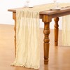 DeZerlor Beige Cheesecloth Table Runner 1 Pack Summer Boho Runner