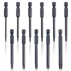 GOLD DEER 11PCS Torx Head Screwdriver Bit Set with Transparent Square Box Long Torx Security Head Screwdriver Drill Set Magnetic Torx Head Screw Driver Bit Set Screwdriver Bit Sets