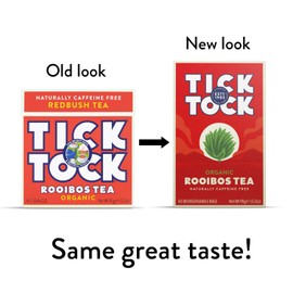 TICK TOCK TEAS Organic Rooibos Tea Bags, Organic Original Rooibos Tea, 40 Count