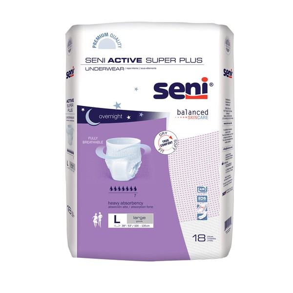 Seni Active Super Plus Underwear Large, 72 Count