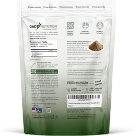 Gade Nutrition Horny Goat Weed Powder | Non-GMO, Gluten-Free, Dairy Free & Vegan | 250g (8.8 oz), 1000mg per Serving, 250 Servings| Epimedium Powder for Energy Boost and Immune Support | USA Made