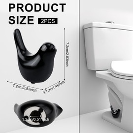 2pcs Toilet Bolt Caps, Bird Shape Ceramic Toilet Bolt Covers Hidden Toilet Screw Cover Caps Decorative Toilet Bolt Caps Animals for Bathroom Toilet Decoration (Black)