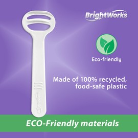 Brightworks Disposable Tongue Scraper for Adults – 96 Count Hygienic Tongue Cleaner for Fresh Breath – Recycled Plastic, Curved Design Tongue Cleaner – Travel-Friendly