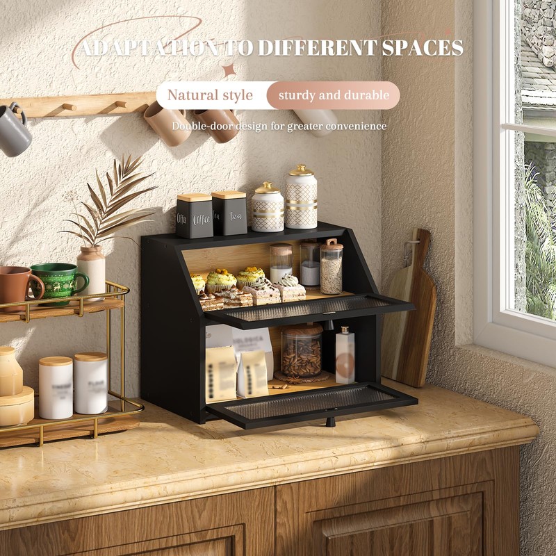 STDDRE Bread Box for Kitchen Countertop Bin Double Layer Bread