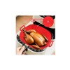 Silicone Air Fryer Linear Set with Handles, Square Shape, Red