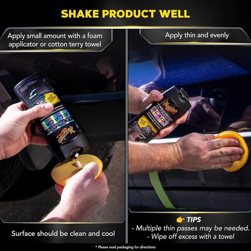 Meguiar's Ultimate Black Plastic Restorer - Enhance Faded Trim with