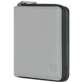 VON HEESEN Leather Wallet with RFID Protection - Wallet for Men and Women Made of Genuine Leather - Wallet with Coin Compartment - Wallet for Men and Women, gray, 1 main compartment
