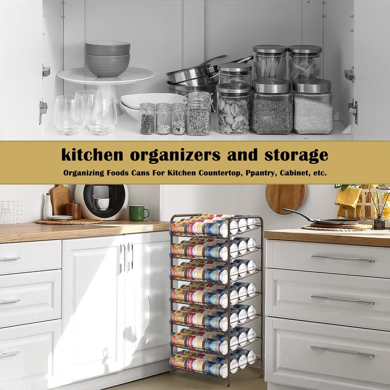 SHINOSKE 7-Tier Stackable Can Storage Dispenser, Brown, Metal