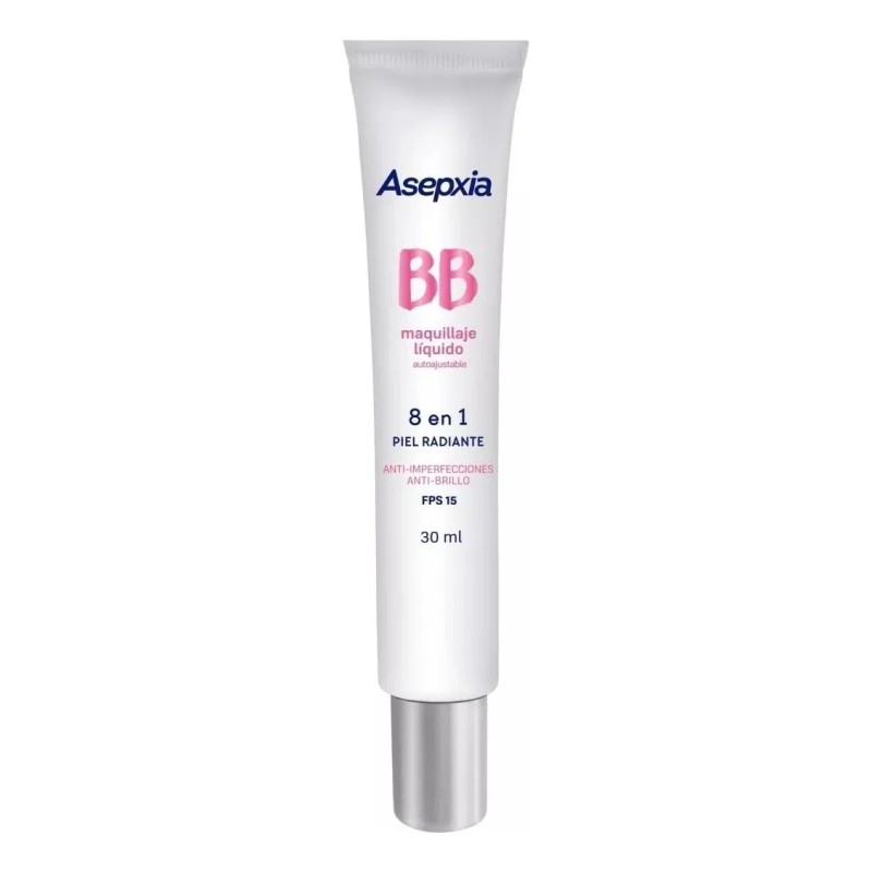 Asepxia Maquillaje Líquido Tono Autoajustable. Contenido 30g.