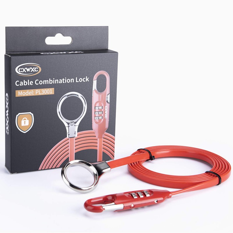 CXWXC Bicycle Wire Lock Lightweight Compact 3 Digit Dial Length