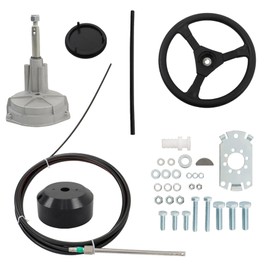 WFLNHB Outboard Steering System 15 Outboard Steering System 15 Feet Boat Steering Cable with 13.5 Wheel Marine Steering System