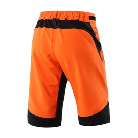 Arsuxeo 1903 Men's Loose Fit Cycling Shorts MTB Bike Shorts Waterproof, orange, l