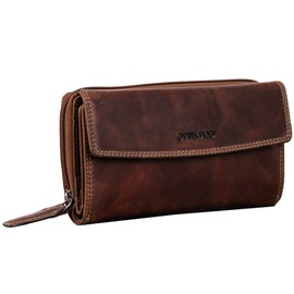 STILORD 'Alea' Leather Wallet Ladies Large RFID NFC Protection Vintage Women Purse Long Bi-fold Wallet Coin Pouch with Zipper in Gift Box, Colour:Salerno - Brown