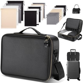 Eccliy Locking Adult Toy Bag Box Game Toys Storage Organizer with 20 Different Size Drawstring Bags Toy Storage Case for Women and Men(Black,15.75 x 11.42 x 4.3 Inches)