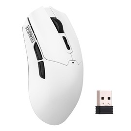 EPOMAKER Click Lite Wireless Gaming Mouse, 800 to 12,000 DPI Adjustable, PAW3311 Sensor, 500mAh, 59g, 2.4G/BT/USB-C Rechargeable Wireless Mouse with 5 Programmable Buttons for PC/Mac/Linux (White)