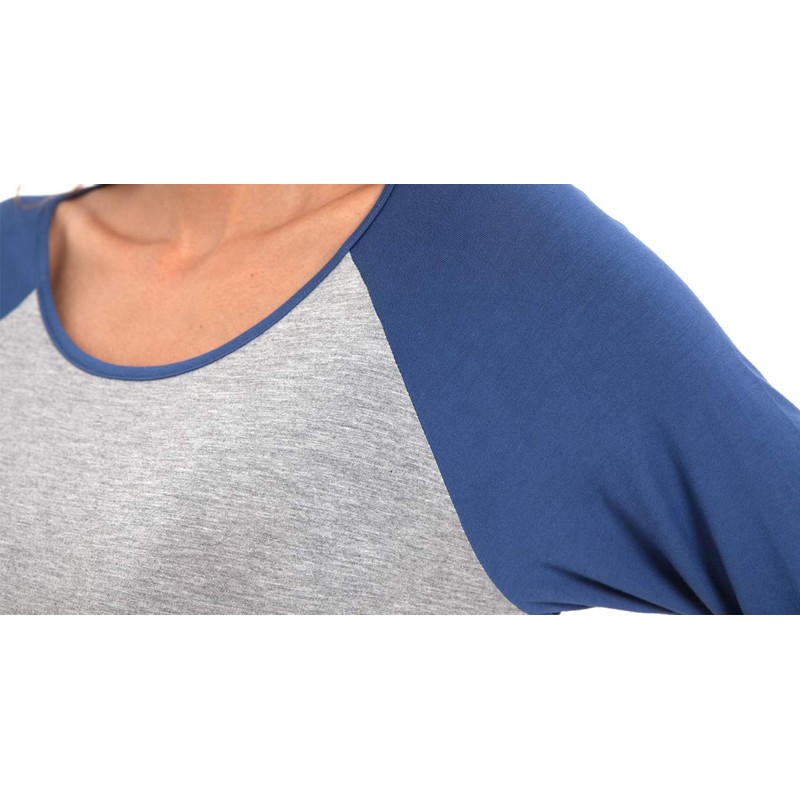 LazyCozy - Camisón largo de manga raglán para mujer, suave