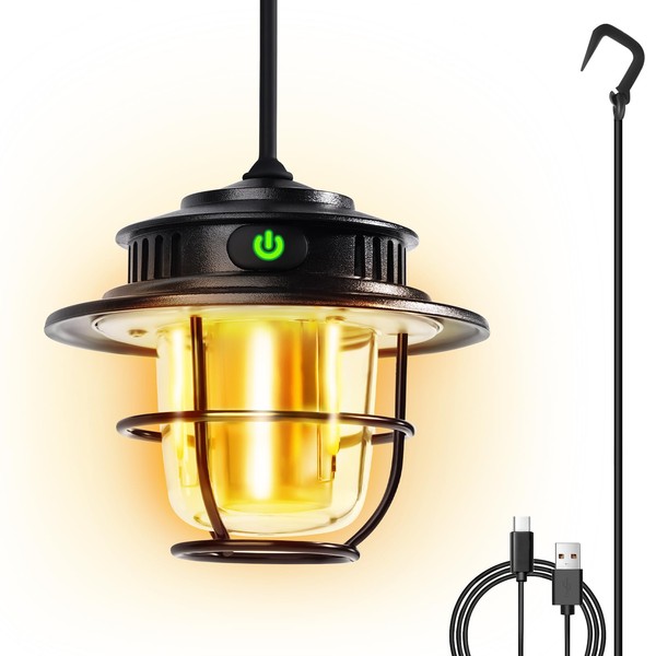 DGRTDZ Camping Lantern, Camp Light, LED Lantern, Retro, USB Rechargeable,
