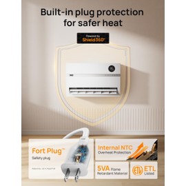 Dreo Wall-Mounted Heater, Smart Space Heater for Bedroom with Dreo FortPlug Overheat Protection, 120° Vertical Oscillation, Thermostat, 24H Timer, 1500W Electric Heater for Indoor, WH729S