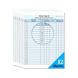 Patient Sign-in Sheets, HIPAA Compliant, 12 Sheets, Carbonless 3-Part Forms with Peel-Off Labels & Date Column, for Medical Offices, Dental Clinic (Blue,12 Sets-300 Labels)