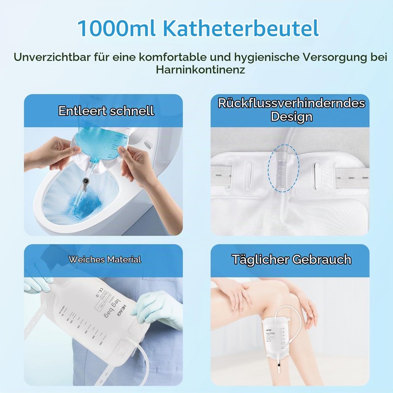 Heagimed Pack of 10 Urine Bags, 1000 ml Urine Bag