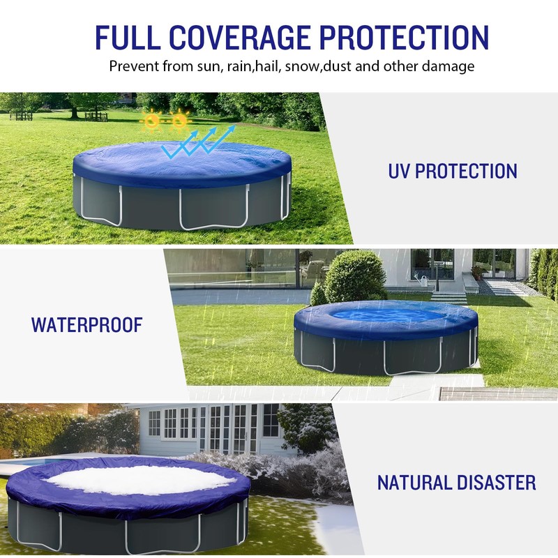 SUNLITAP 28Ft Heavy-Duty Round Pool Cover, Fit Pool Size 24