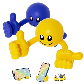 EnerCharge Smiley Cell Phone Holder-2 Pcs, 360°Adjustable Cell Phone Supports，Bright Colors Desktop Portable Cellphone Stand, Stable and Sturdy