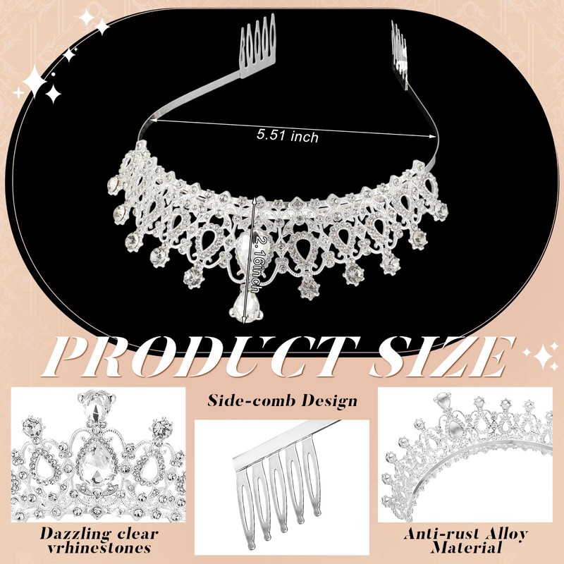 20 Pcs Crystal Queen Tiara Crown for Women with Combs,