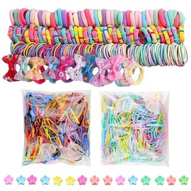 1175 Pcs Hair Bands, Colorful Hair Bobbles and Ties, Flower Cute Hair Clips, Elastic Hairbands for Girls Kis and Children, Hairbands Ponytail Holders Hair Barrettes Accessories Set (1175Pcs)